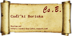 Csáki Boriska névjegykártya